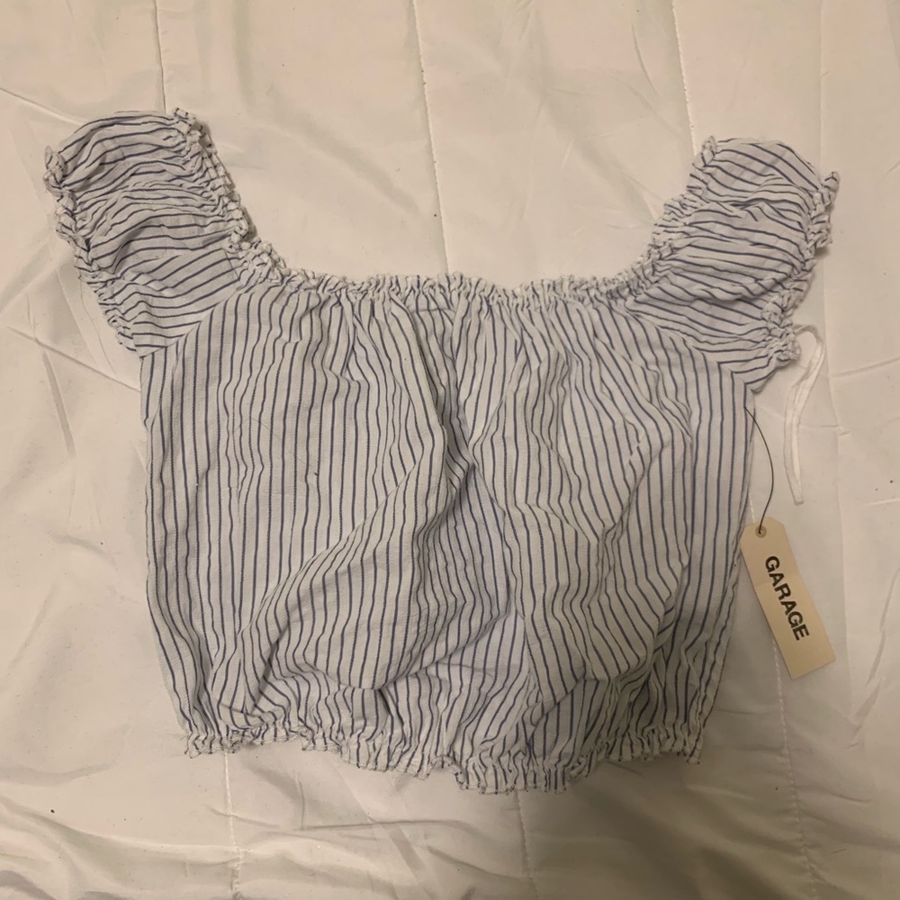 striped off the shoulder crop top